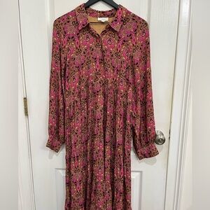 A LOVES A Maxi V neck dress ruffle maxi size medium boho